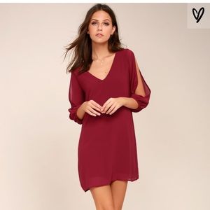 NWT!! Shifting wine red long sleeve dress - LULUS
